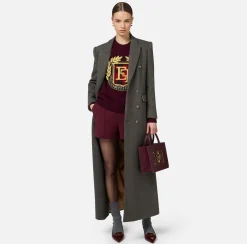 Elisabetta Franchi Coats And Jackets|Wool blend double-breasted coat with utility belt