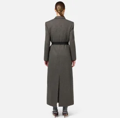 Elisabetta Franchi Coats And Jackets|Wool blend double-breasted coat with utility belt