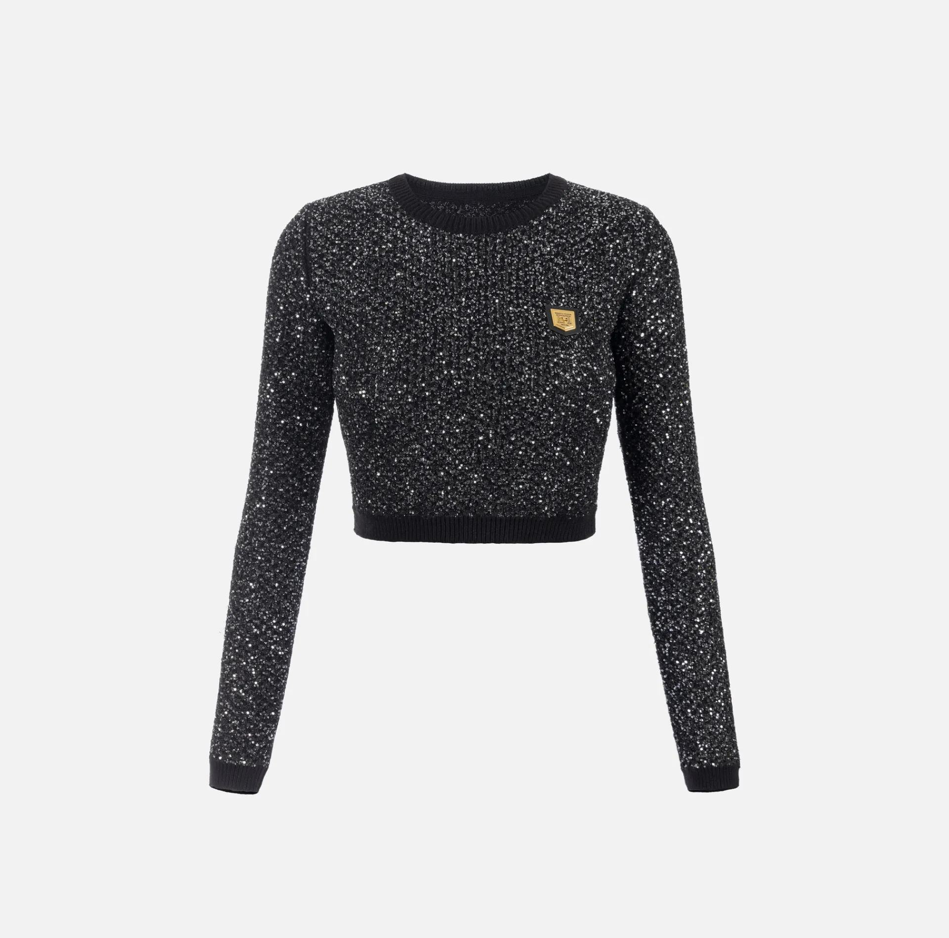 Elisabetta Franchi Knitwear And Sweatshirts|Wool cropped top with sequin thread