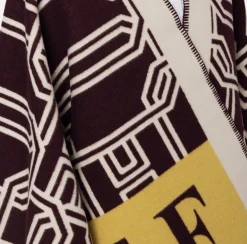 Elisabetta Franchi Coats And Jackets|Wool jacquard cape with lettering RougeNoir/Mimosa