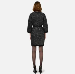 Elisabetta Franchi Mini Dresses|Knitted Dresses|Wool mini-dress with sequin thread Black/Silver