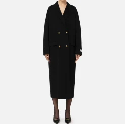 Elisabetta Franchi Coats And Jackets|Wool oversized coat Black