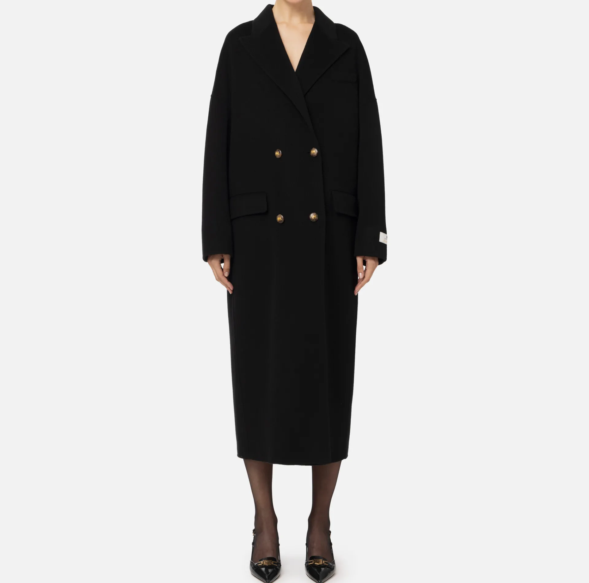 Elisabetta Franchi Coats And Jackets|Wool oversized coat Black