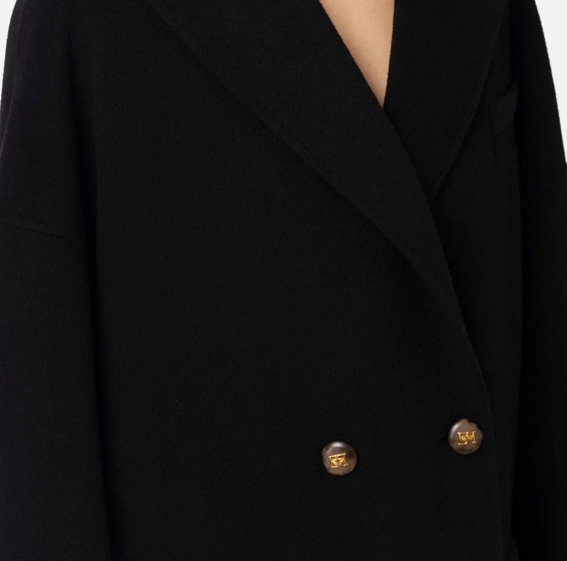 Elisabetta Franchi Coats And Jackets|Wool oversized coat Black