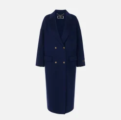 Elisabetta Franchi Coats And Jackets|Wool oversized coat Navy