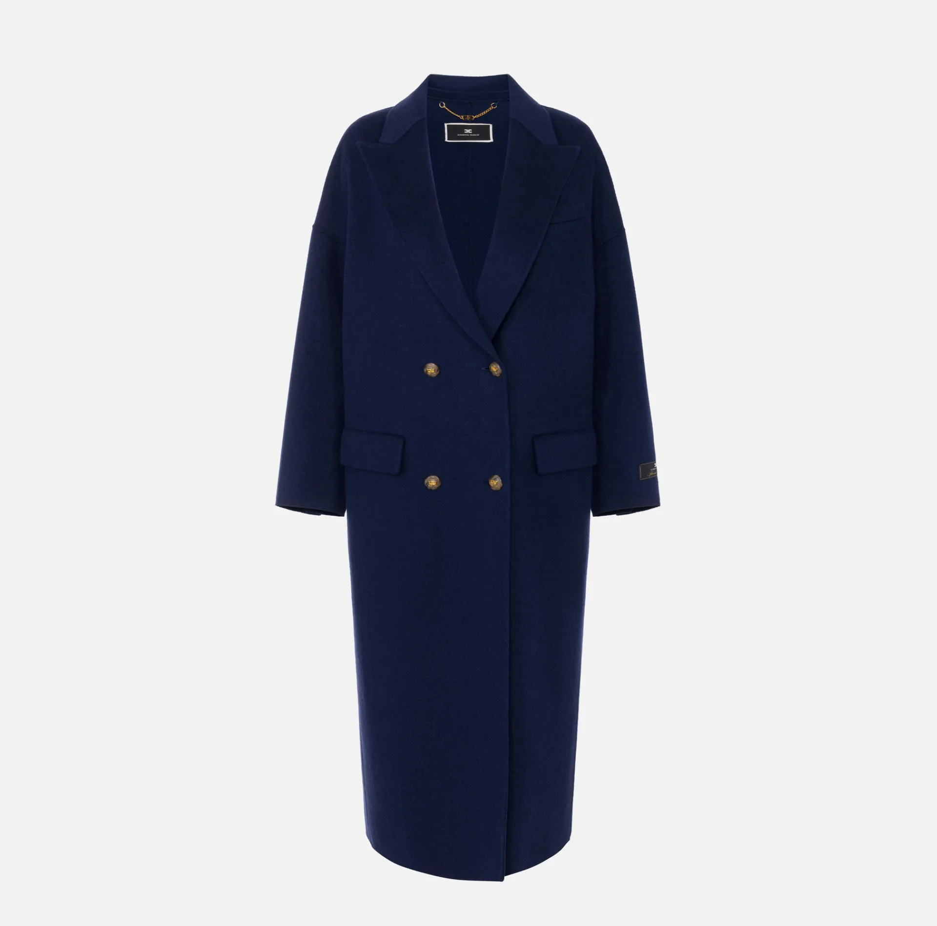 Elisabetta Franchi Coats And Jackets|Wool oversized coat Navy