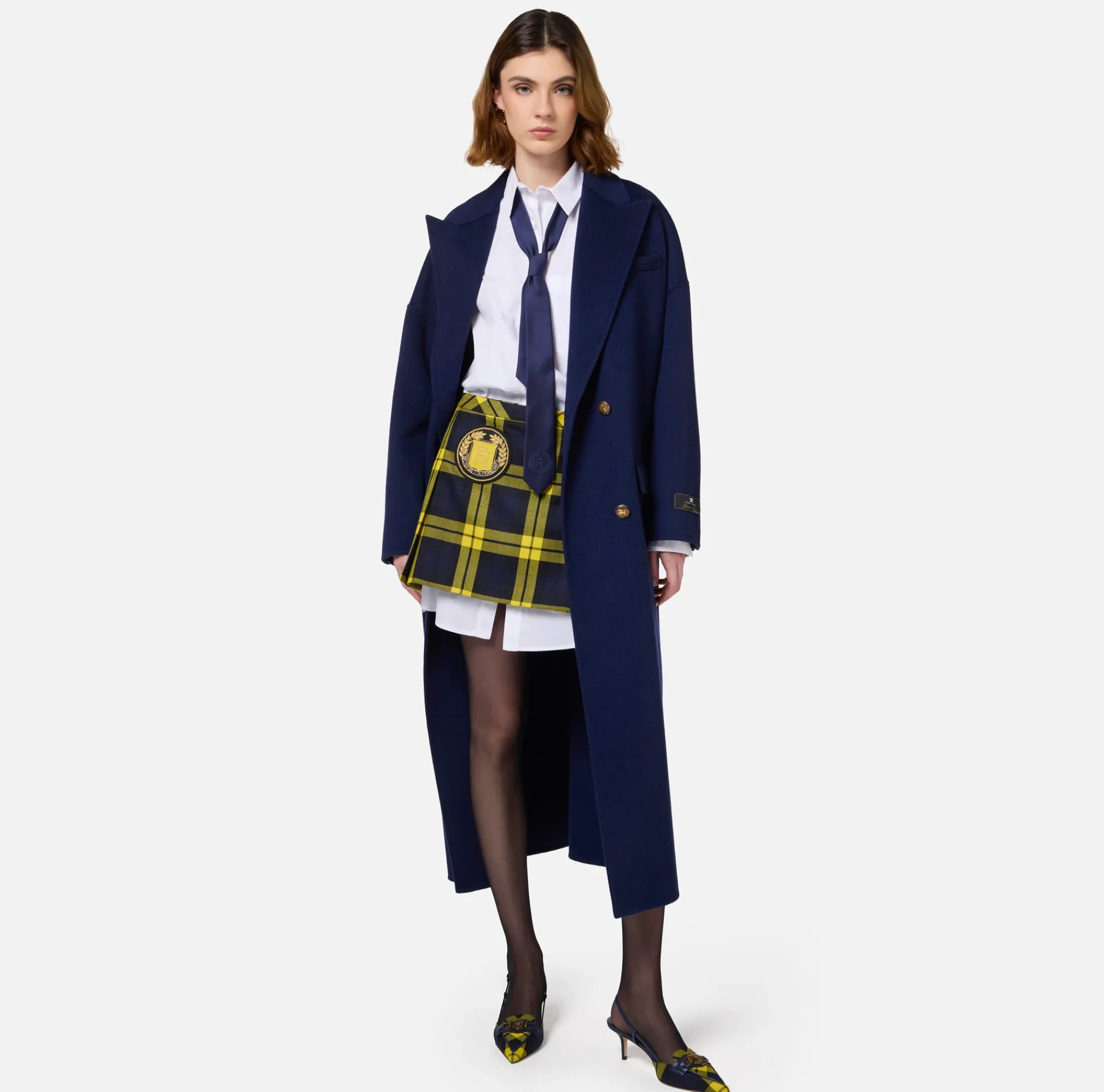Elisabetta Franchi Coats And Jackets|Wool oversized coat Navy