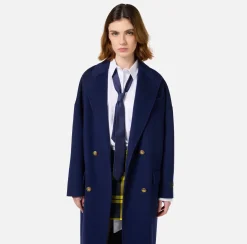 Elisabetta Franchi Coats And Jackets|Wool oversized coat Navy