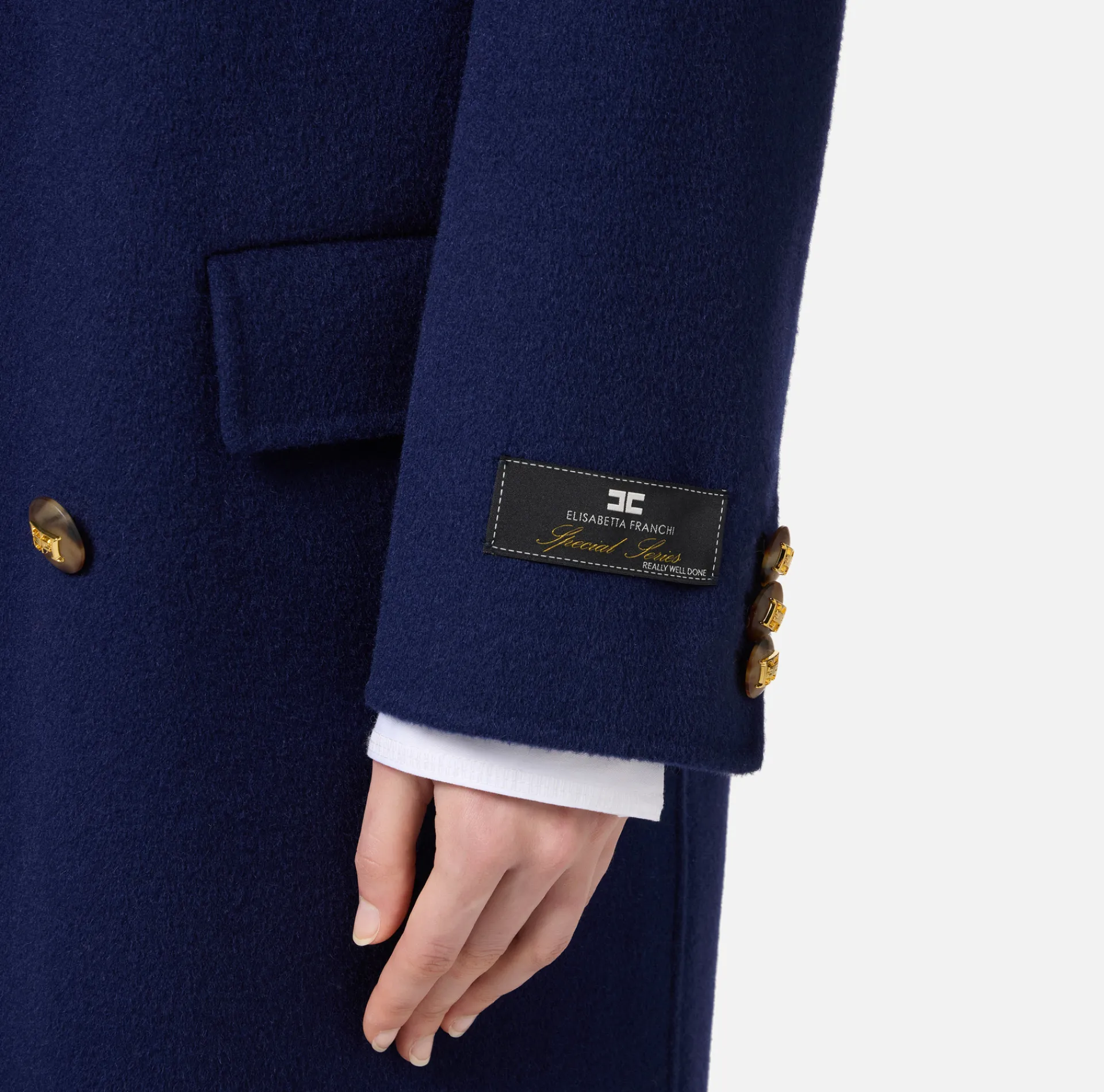 Elisabetta Franchi Coats And Jackets|Wool oversized coat Navy