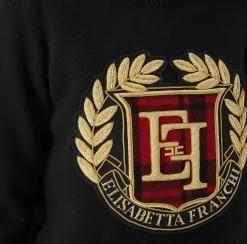 Elisabetta Franchi Knitwear And Sweatshirts|Wool pullover with maxi patch Black