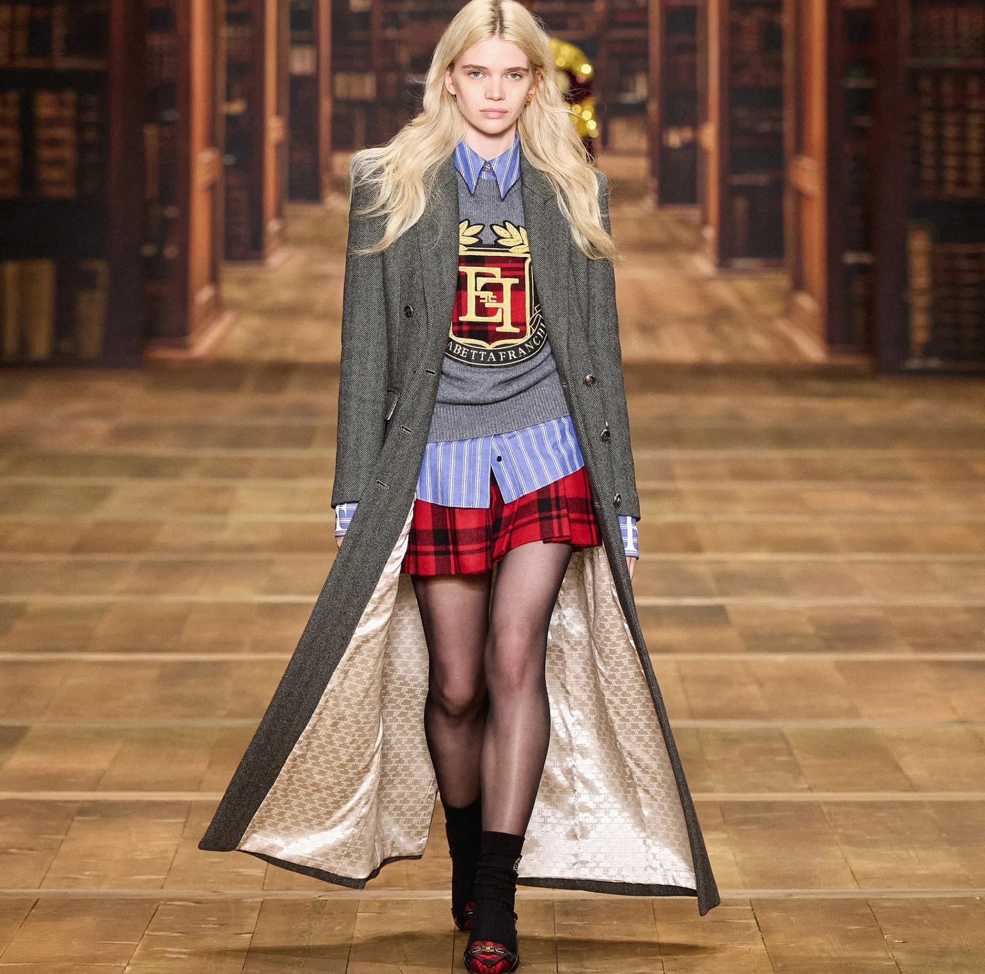 Elisabetta Franchi Knitwear And Sweatshirts|Wool pullover with maxi patch HeatherGrey