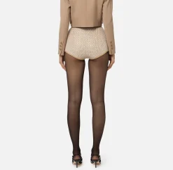 Elisabetta Franchi Trousers And Shorts|Wool shorts with sequin thread Camel/Gold
