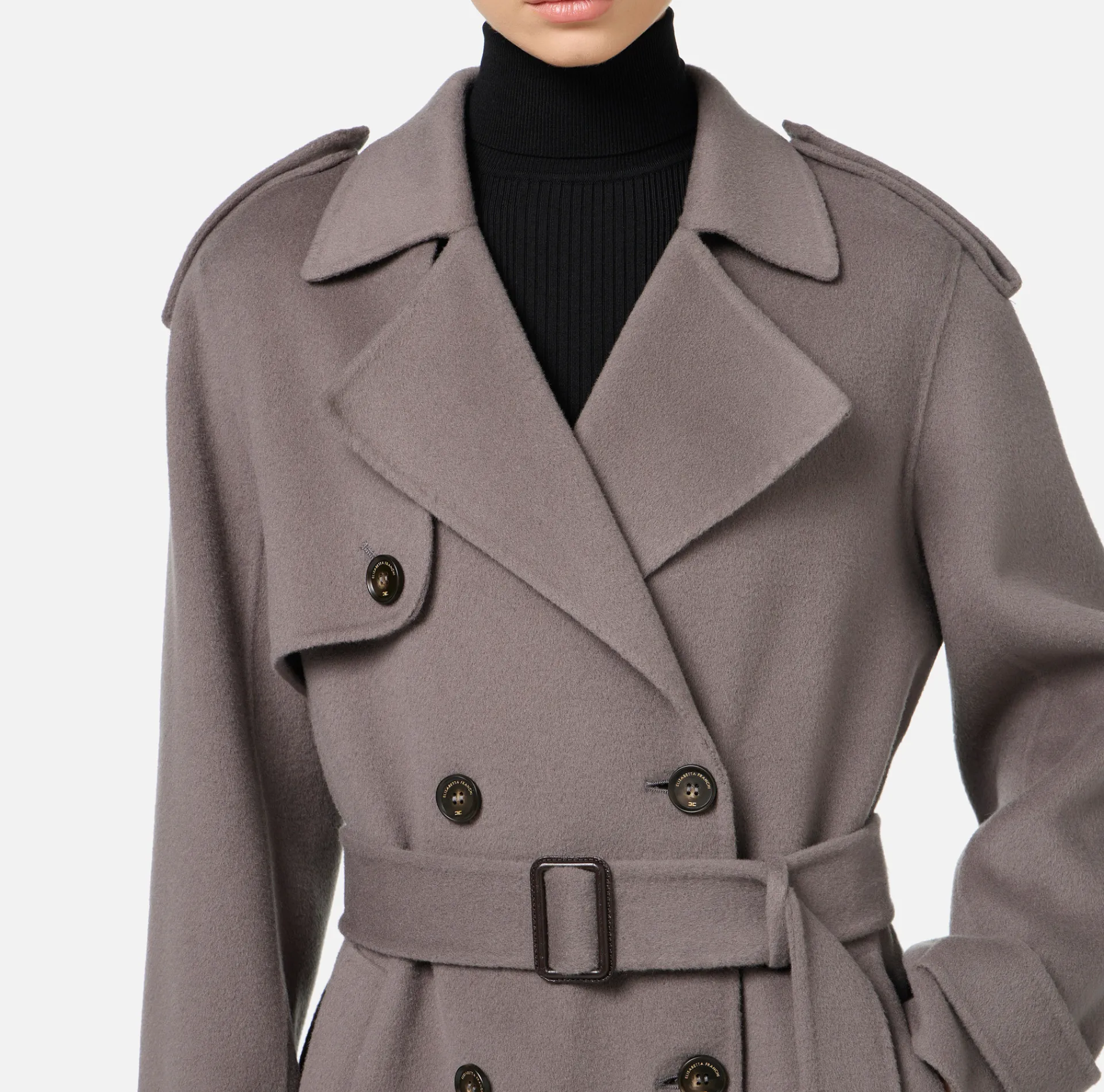 Elisabetta Franchi Coats And Jackets|Wool trench coat Steel