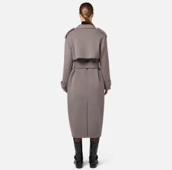 Elisabetta Franchi Coats And Jackets|Wool trench coat Steel