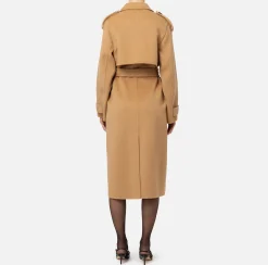 Elisabetta Franchi Coats And Jackets|Wool trench coat Camel