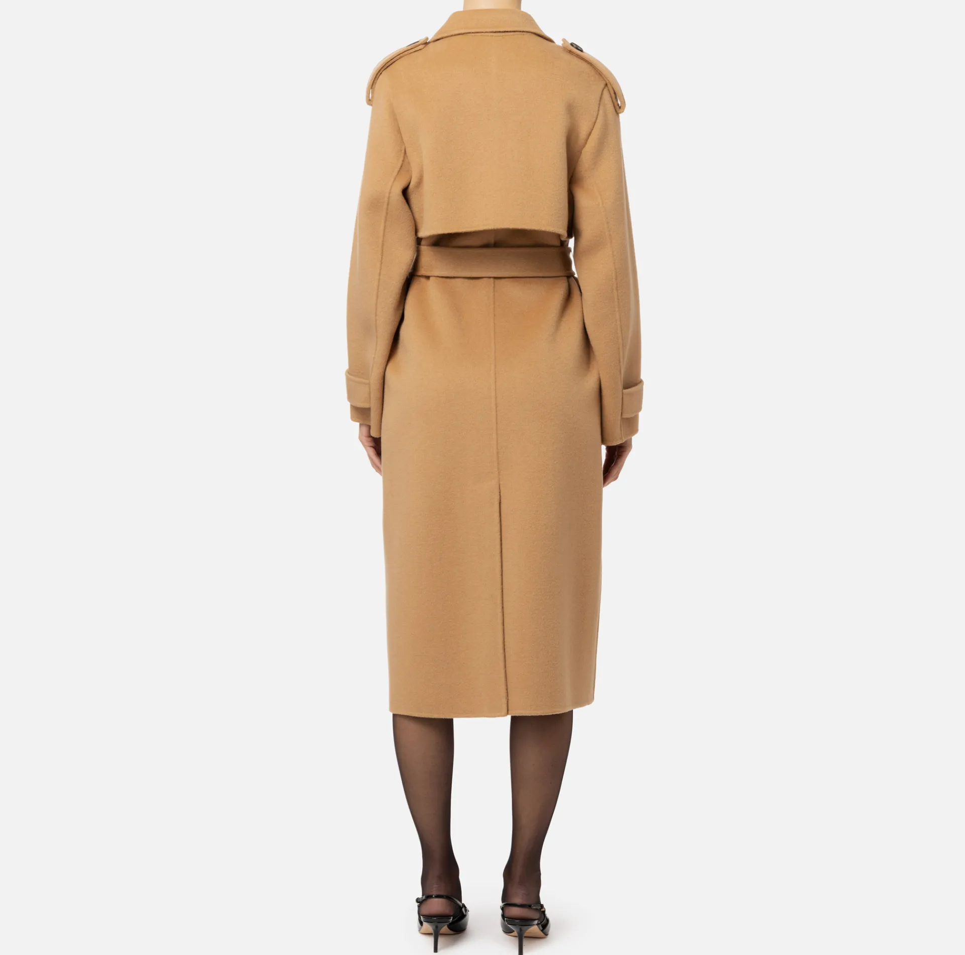 Elisabetta Franchi Coats And Jackets|Wool trench coat Camel