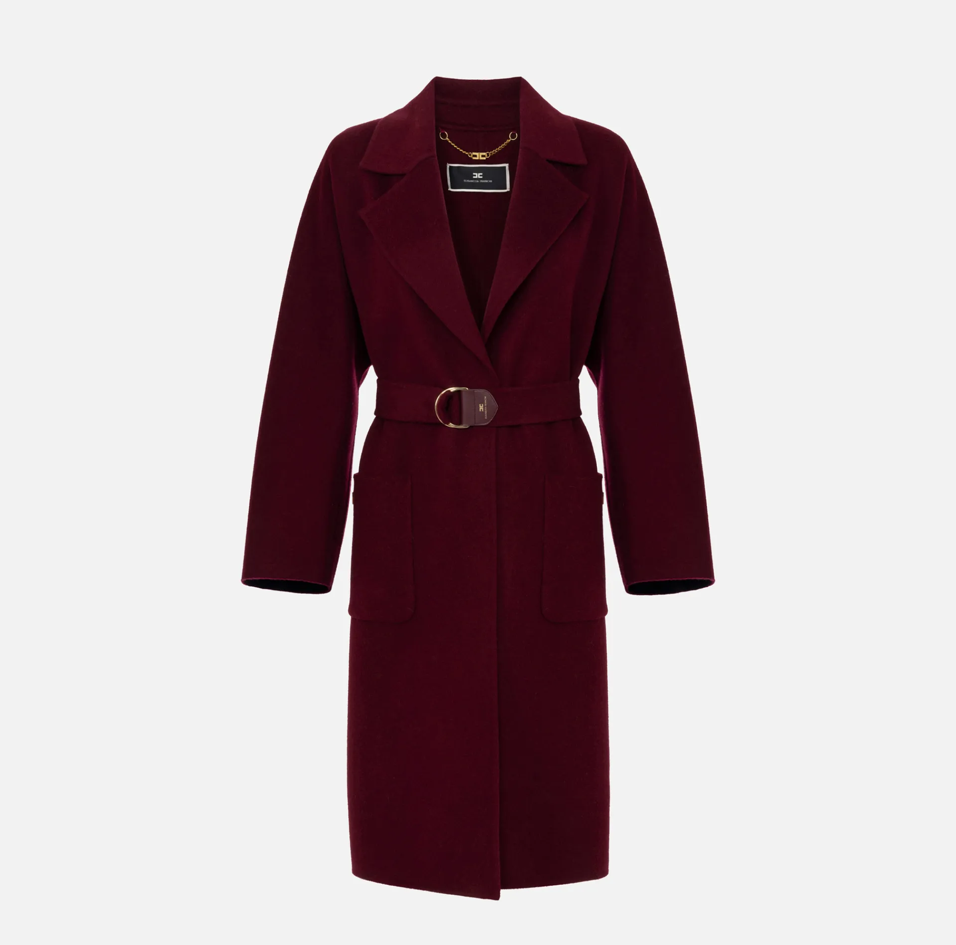 Elisabetta Franchi Coats And Jackets|Wool wrap coat RougeNoir