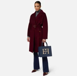 Elisabetta Franchi Coats And Jackets|Wool wrap coat RougeNoir