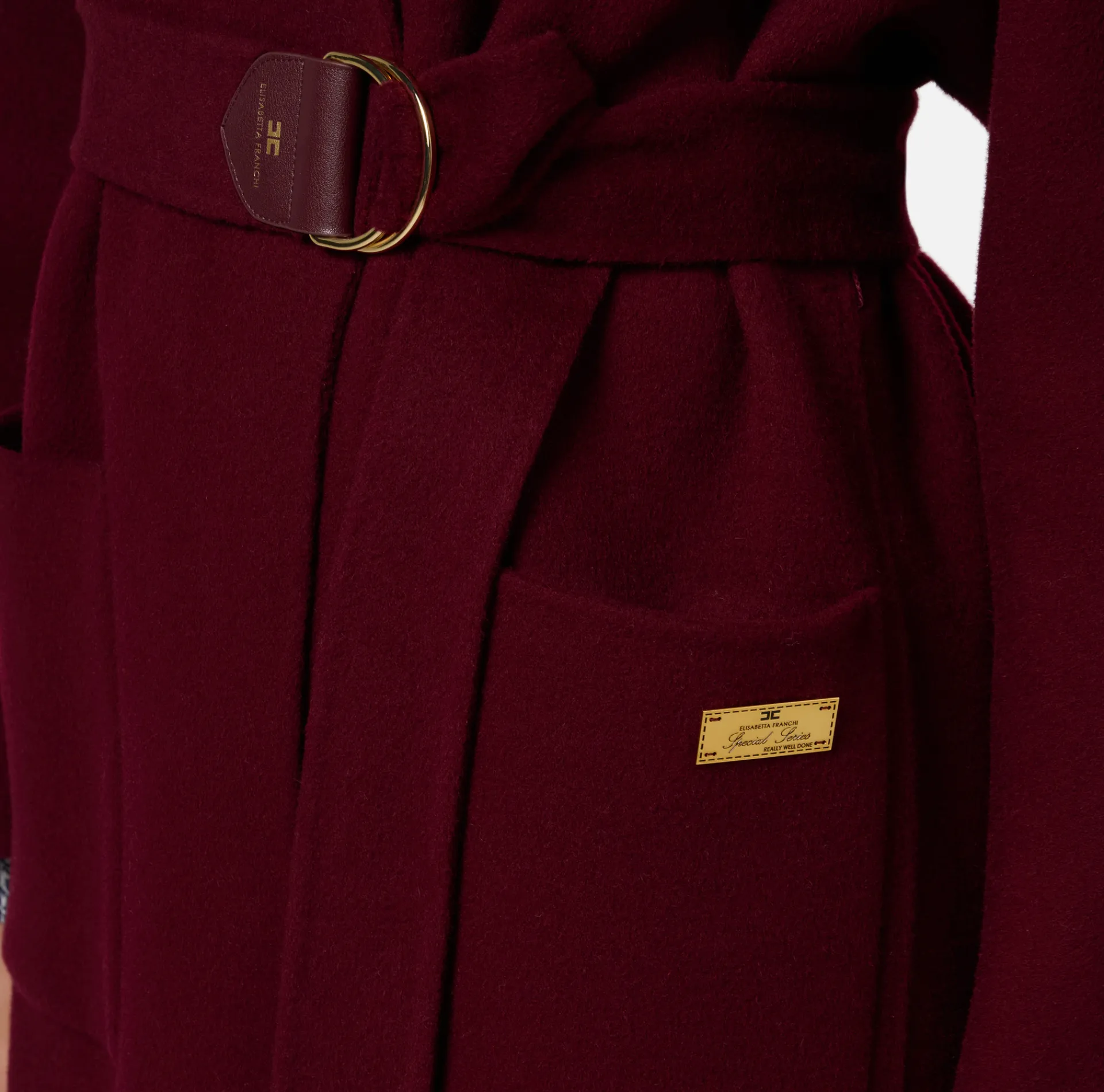 Elisabetta Franchi Coats And Jackets|Wool wrap coat RougeNoir