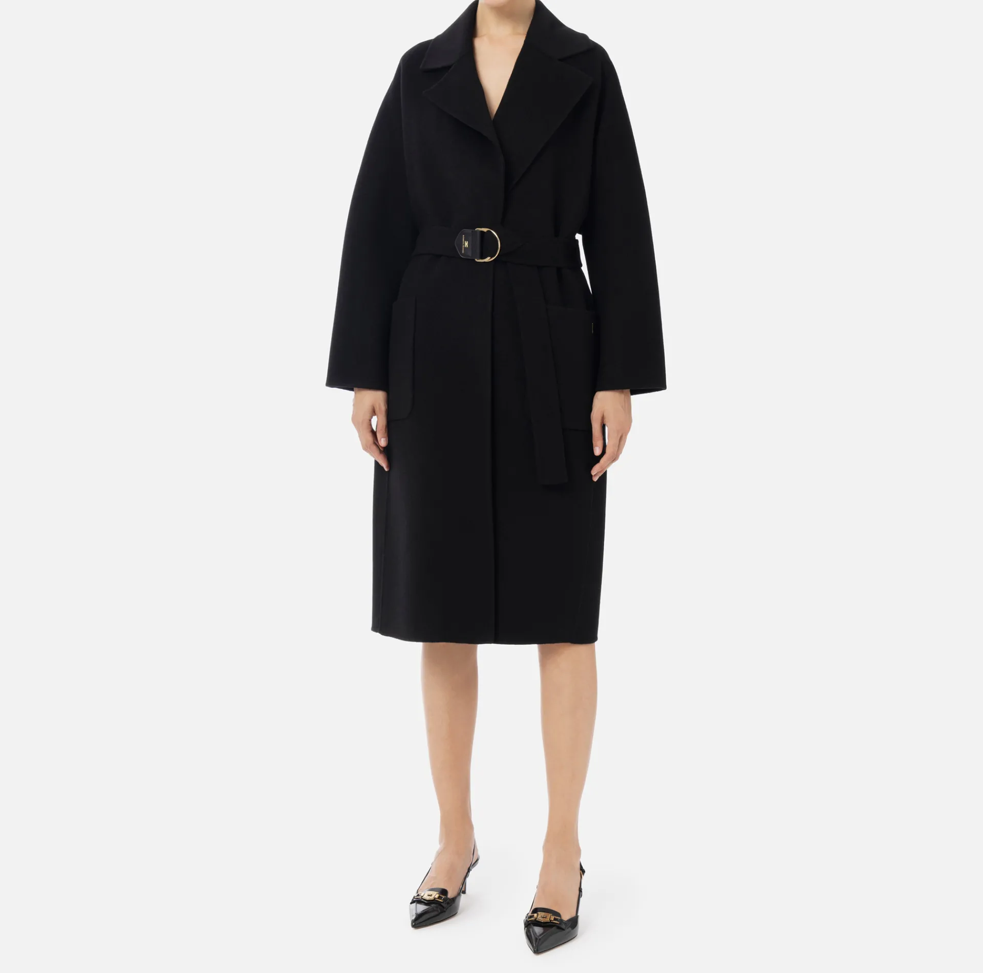 Elisabetta Franchi Coats And Jackets|Wool wrap coat Black