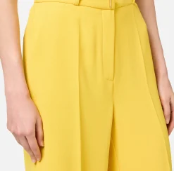 Elisabetta Franchi Trousers And Shorts|Woven crêpe straight fit trousers with logo plaque Mimosa