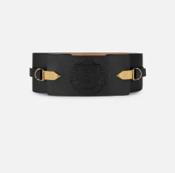 Elisabetta Franchi Belts|Wraparound leather belt with logo Black